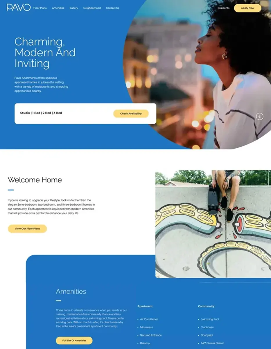 Pavo Apartments website design